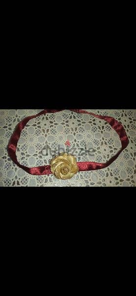 necklace choker red wine colour gold flower 3