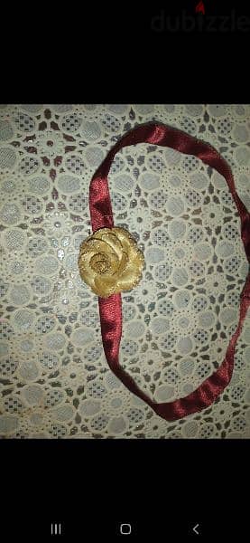 necklace choker red wine colour gold flower 4