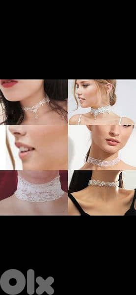 necklace choker white lace 0