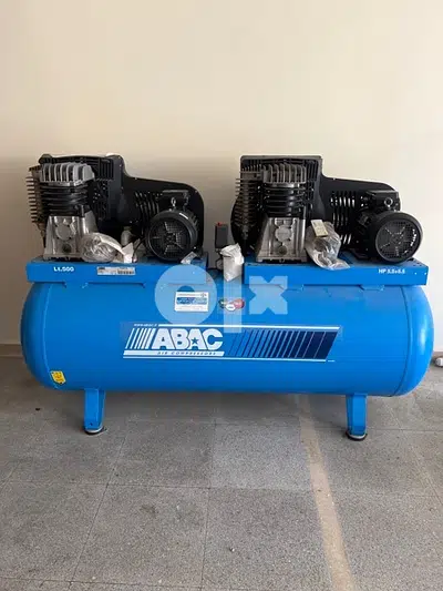2 x 5.5 hp piston compressor on tank 500 l ABAC Italy
