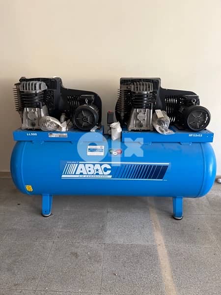 2 x 5.5 hp piston compressor on tank 500 l ABAC Italy 0