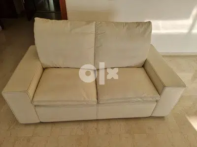 Nieri Real Leather White 2 Seat Sofa. Made in Italy