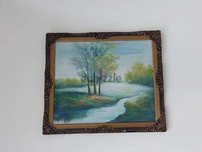 Antique Painting of River