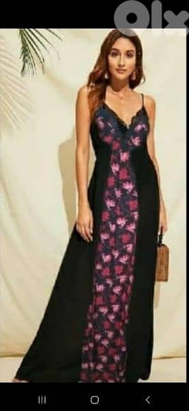 dress long dress with red floral s to xxL 2