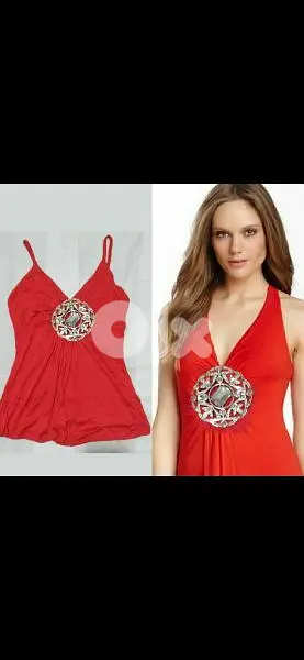 top only red with big brooch s to xxL