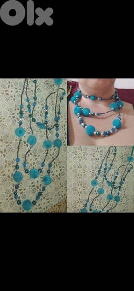 necklace velvet & pearl beads necklace blue 0