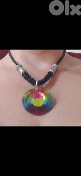 necklace big stone rainbow matching ring 1