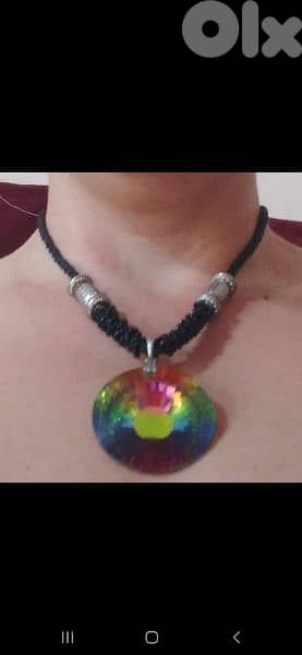 necklace big stone rainbow matching ring 2