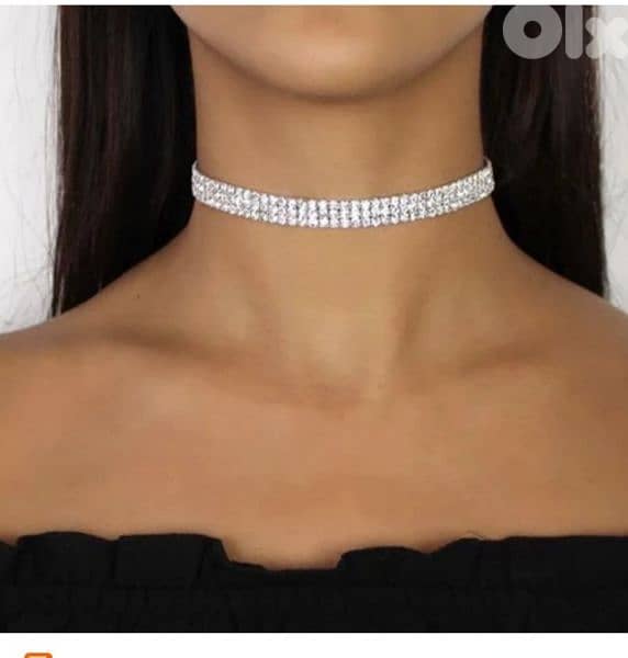 necklace silver swarovski choker with earrings 0