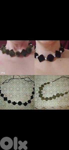 necklace mokhmal 3a2ed zaite aw aswad 3