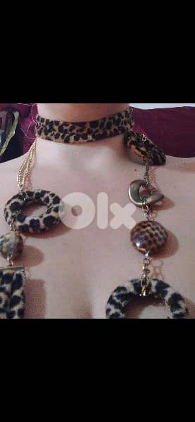 necklace set leopard print 3a2ed w esswara 4