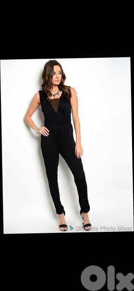 jumpsuit black sheer back full lycra s to xxL 3