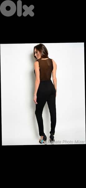 jumpsuit black sheer back full lycra s to xxL 4