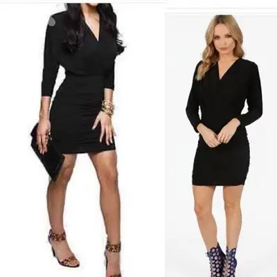 dress long sleeve v neck lycra s to xxL