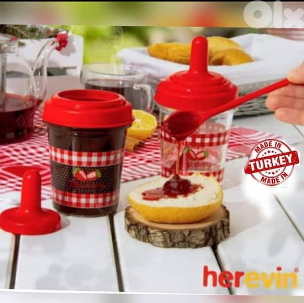 glass jam jar with lid and spoon 2