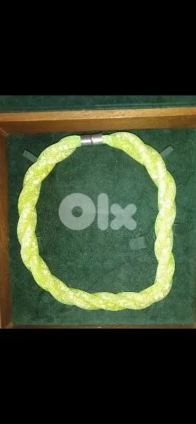 strass braided necklace neon green