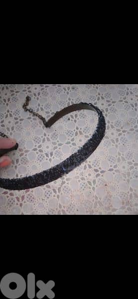necklace choker black sequined or green army 13