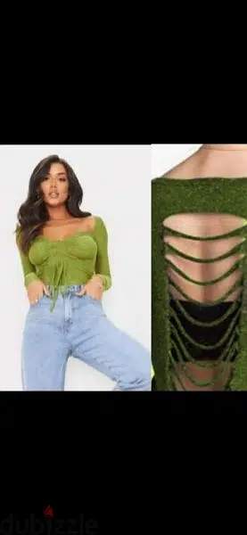 top shreded back green top s to xxL