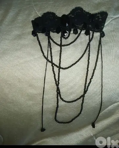 necklace vintage lace and pearl necklace black