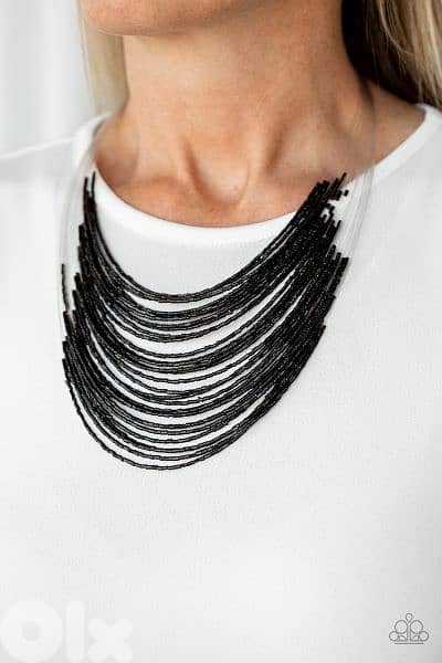 necklace beaded sequined black available matching bracelet 1