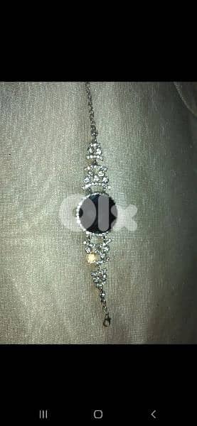 bracelet strass with big black stone 1