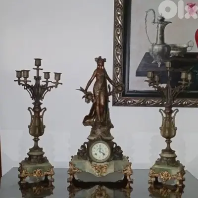 French Art Nouveau clock set Auguste Moreau 1834-1917