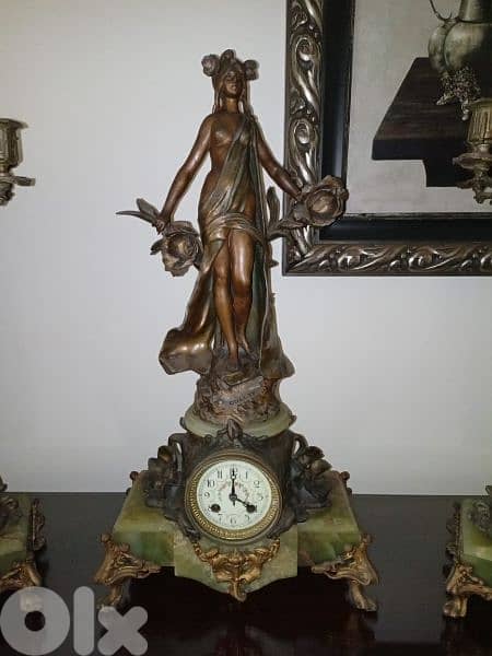French Art Nouveau clock set Auguste Moreau 1834-1917 8