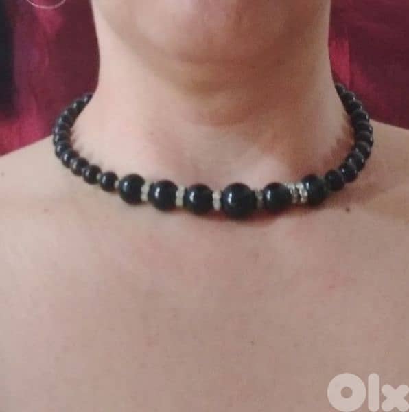 vintage black pearl necklace choker 0