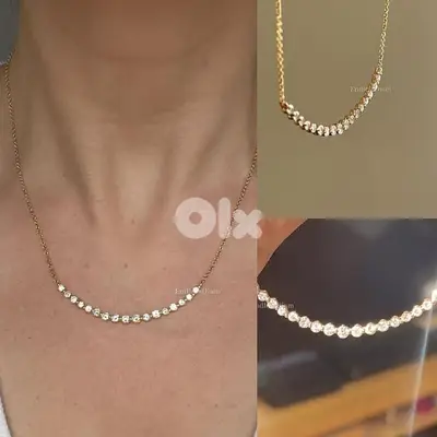 necklace gold tone with strass stones