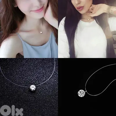 necklace invisible necklace with big stone zirkone
