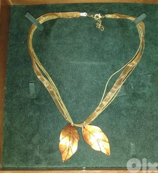 2 leaves necklace satin multilayer handles 0