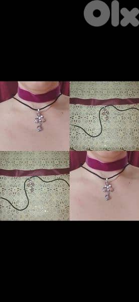 necklace 2 pcs choker and necklace purple 0