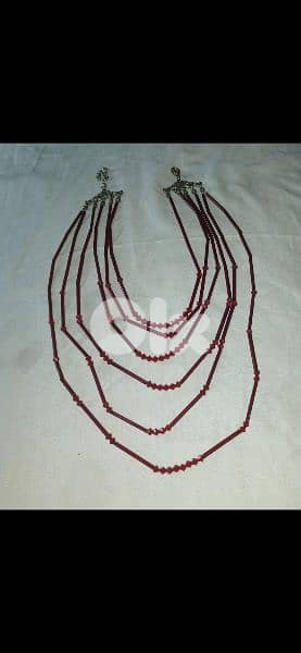 necklace dark red beads sequined  vintage 2
