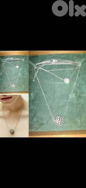 necklace double chain necklace double strass pendants 0