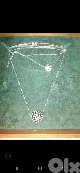 necklace double chain necklace double strass pendants 3