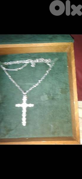 necklace silver tone necklace chain cross strass 2