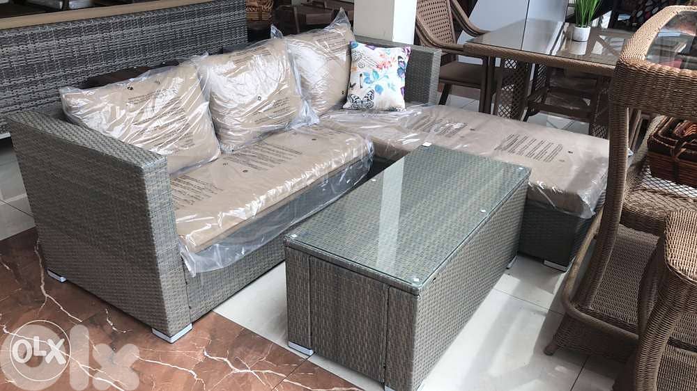 rattan corner set 0