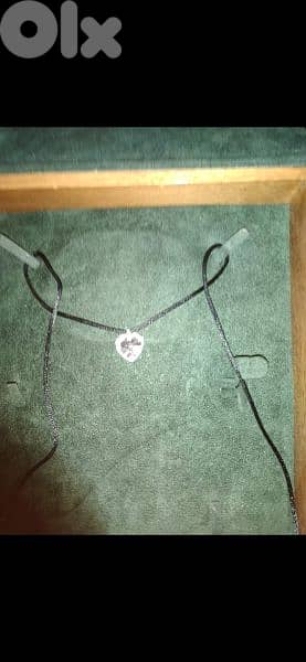 necklace heart shape crystal pendant on satin 1