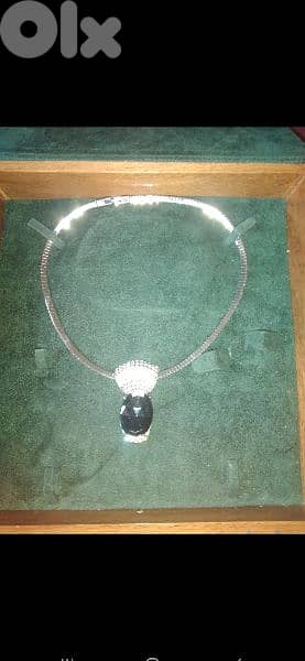 necklace stainless steel necklace crystal black pendant 0