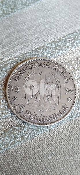 German Nazi Silver Memorial Coin for Churech Potesdam year 1934 0