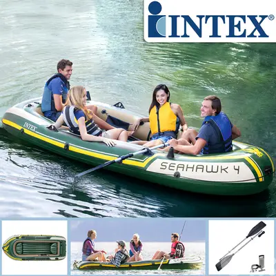 Intex Seahawk 4 Set Inflatable Boat with Oars and Pump