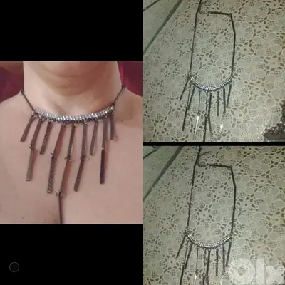 necklace grey metal with strass