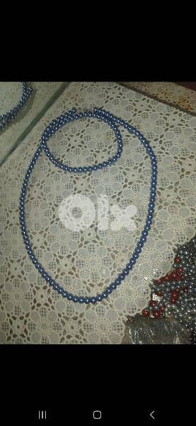 necklace blue pearl long necklace 1