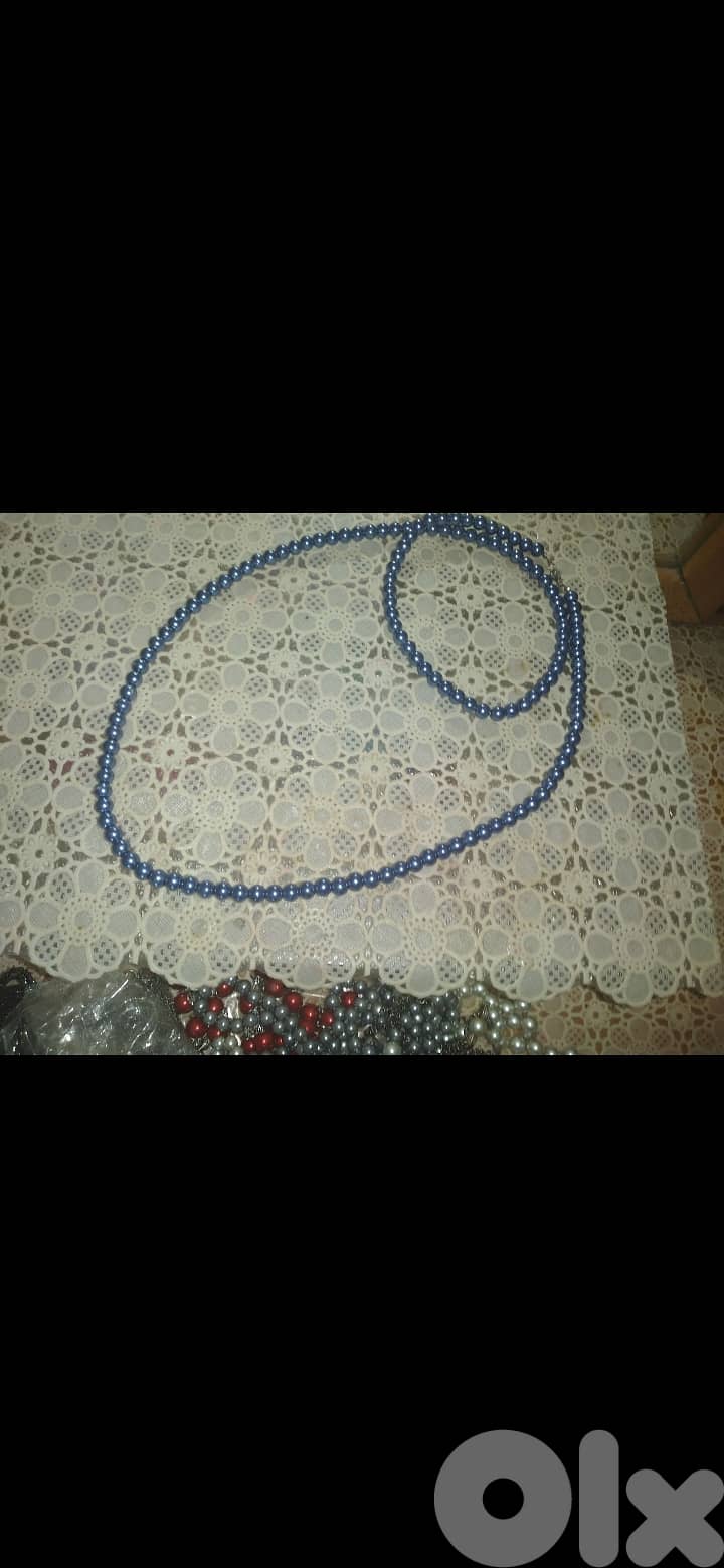 necklace blue pearl long necklace 3
