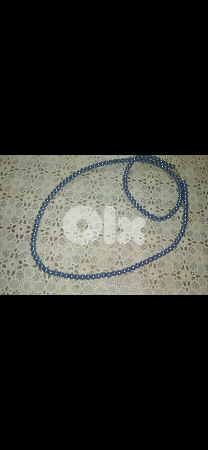 necklace blue pearl long necklace 4