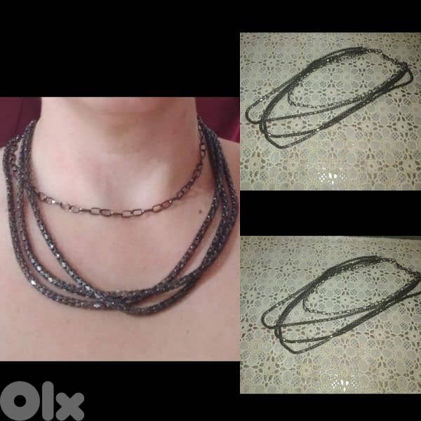 necklace 4 layers grey chain necklace 0