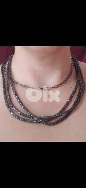 necklace 4 layers grey chain necklace 1