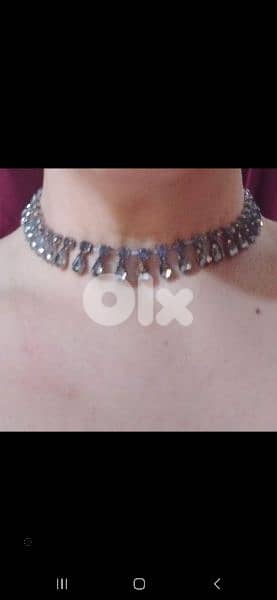necklace vintage crystal choker colour grey 6