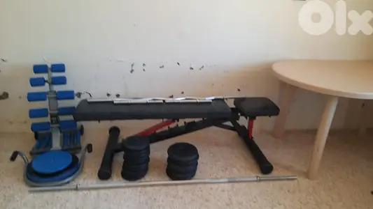 Adjustable bench New with axe dumbells and weights 03027072 GEO SPORTS