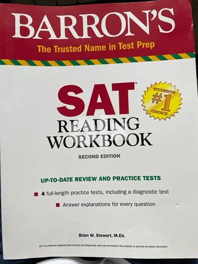 BARRON'S The Trusted Name n Test Prep SAT READING WORKBOOK 2ND EDITION